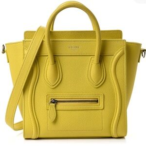 CELINE Drummed Calfskin Nano Luggage Citron